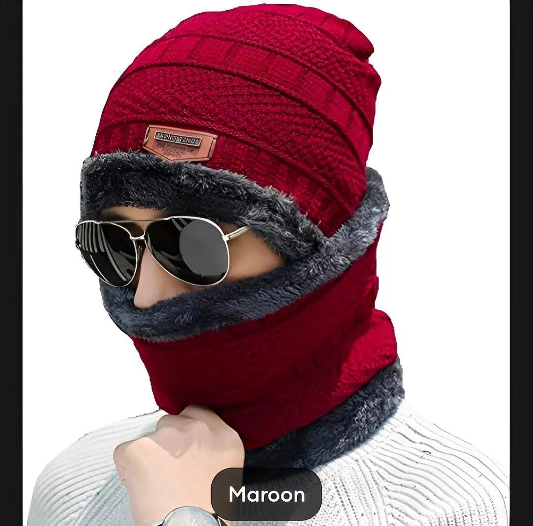 Wool Cap With Neck Warmer| Beanie | Neck Warmer Scarf Wool Cap With Neck Warmer| Beanie | Neck Warmer Scarf