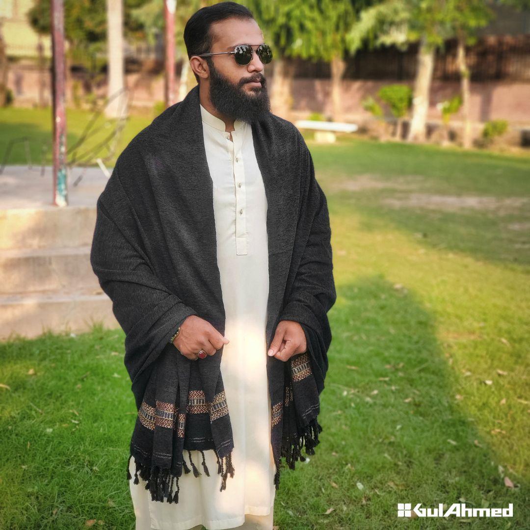 1 Pc Men's Cotton Velvet Texture Shawl 1 Pc Men's Cotton Velvet Texture Shawl
