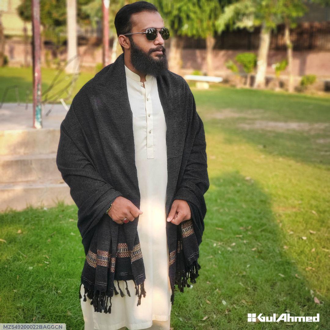 1 Pc Men's Cotton Velvet Texture Shawl 1 Pc Men's Cotton Velvet Texture Shawl