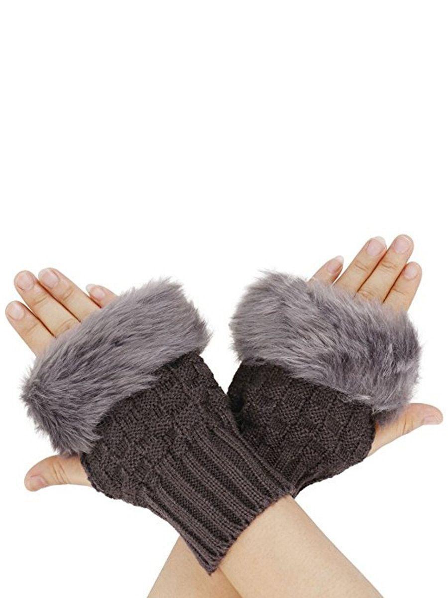 Stylish Women's Fingerless Gloves - 1 Pa Soft Fur Lined Warmth Stylish Women's Fingerless Gloves - 1 Pa Soft Fur Lined Warmth