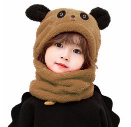 Kid's Beanie Wool Cap With Neck Warmer